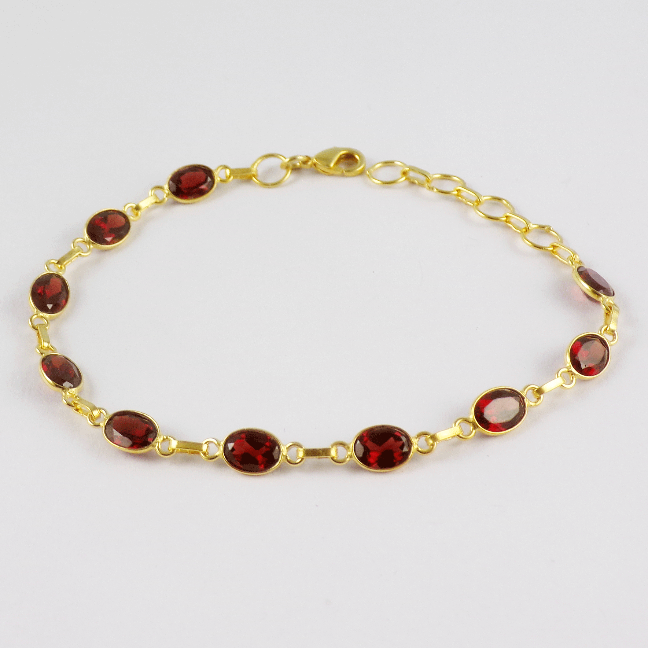 Good Looking Garnet Brass Bracelet Z - BZB999 18K Gold Plated Cut Oval Shape 5x3mm Bezel Setting Brass Bracelet